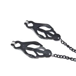 Pure BDSM Brustklammern - Clover Clamps Mit Kette, Schwarz