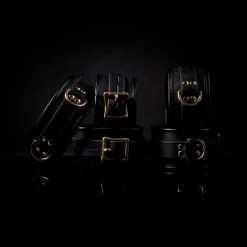 Naresh Fesselset Aus Stabilem Leder In Schwarz-Gold -JOYDIVISION Geschäft Fesselset aus stabilem Leder in Schwarz Gold.L0973 00 1f26