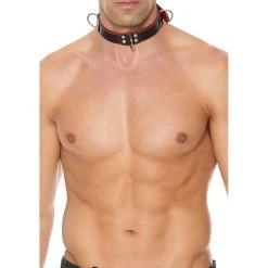 Ouch! Halsband »Deluxe Bondage Collar« Aus Leder Mit 3 D-Ringen