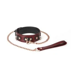 »Halsband Mit Führleine Wine Red« Aus Leder Von »LiebeSeele«