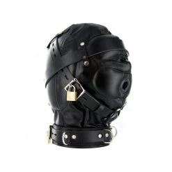Pure BDSM Isolationsmaske V2 - Echtes Leder