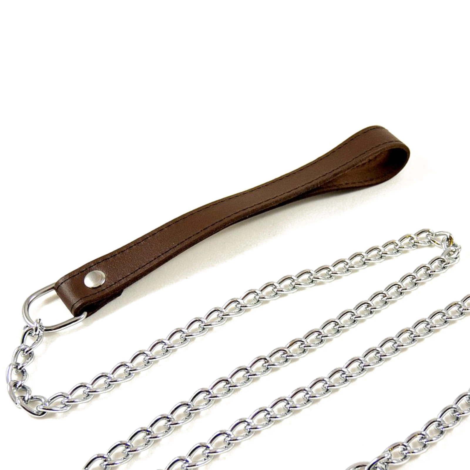 Hausmarke Kettenführleine Mit Brauner Lederschlaufe 4 Hausmarke Kettenführleine Mit Brauner Lederschlaufe – Bild 2