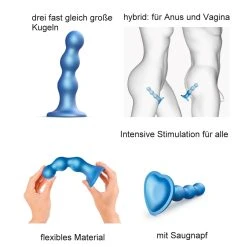 Strap-on-me »Dildo Plug Balls Bleu-Metallique« Hybrid Silikon -JOYDIVISION Geschäft strap on me Dildo Plug Balls Bleu Metallique Hybrid Silikon.FF700 00 4f6