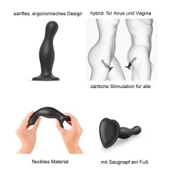 Strap-on-me »Dildo Plug Curvy Noir« Hybrid Aus Silikon -JOYDIVISION Geschäft strap on me Dildo Plug Curvy Noir Hybrid aus Silikon.FF702 00 4f4